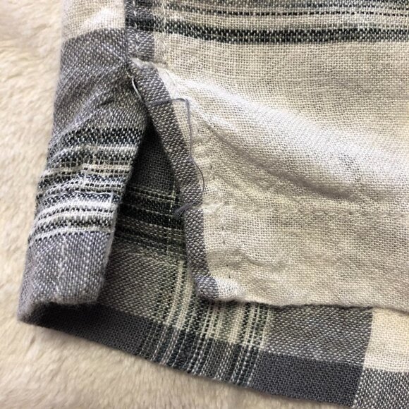 Haggar Men's Linen Plaid Grey & White Short Sleeve Button Down Shirt Size M - Picture 6 of 9